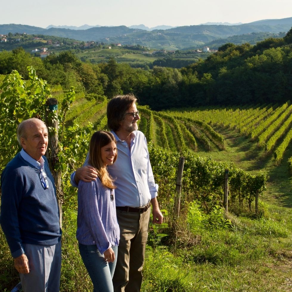 Marco, Ilaria e Roberto Felluga sulle colline di Russiz Superiore