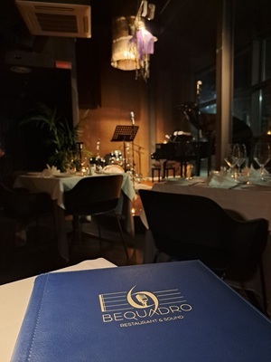 Il menu di Bequadro Restaurant and Sound a Parma, dove si cena accompagnati da musica dal vivo