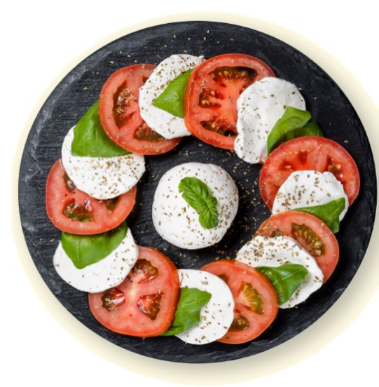 Caprese vegana con mozzarella Dreamfarm 
